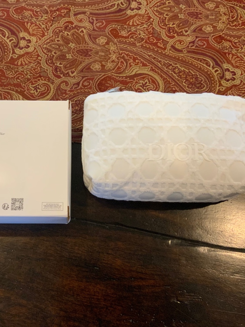 Christian DIOR CD Beauty White Trousse Pouch Quilted Make Up Bag Clutch , BNIB